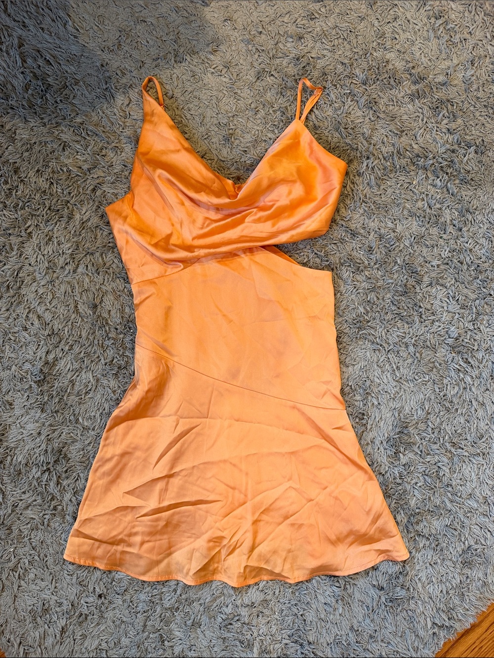 Papermoon Peach-Orange Satin Dress with Spaghetti Straps
